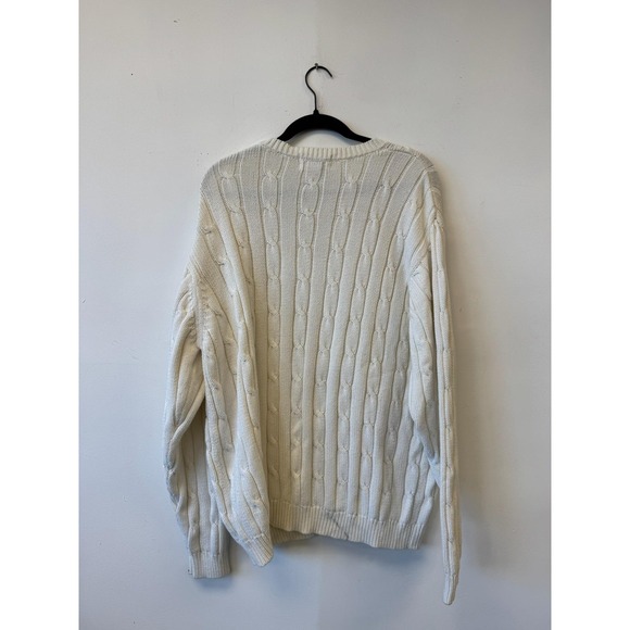 Vintage Eddie Bauer Sweater Large‎ Cream Cable Knit Cotton Crewneck Pullover - Picture 3 of 7